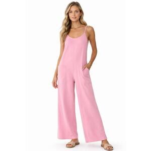 Electric & Rose Pink Wide Leg Jumpsuit XS Boho Lounge Spaghetti Strap